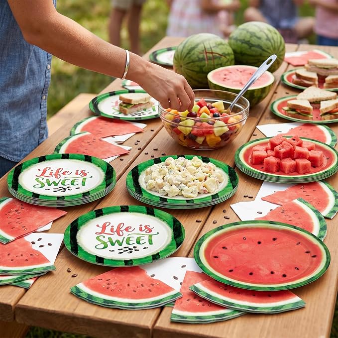 40Pcs Watermelon Birthday Plates and Napkins Set Disposable Fresh Fruit Melon - Image 6