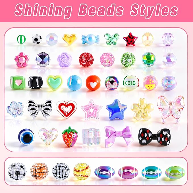 TOHONGADON 2200 PCS DIY Bag Charm Kits, Beaded Keychain Making Kit - Image 3