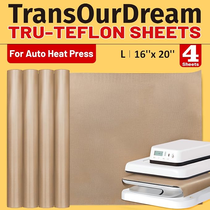 TransOurDream PTFE Teflon Sheets, 16 x 20", 4 Pack | Suitable by TransOurDream