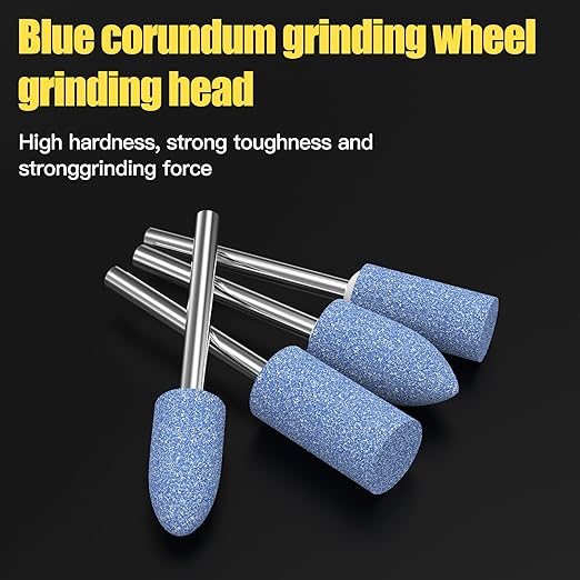 HUHAO 14Pcs Rotary Grinding Stone- 3mm Shank Assorted Shape Abrasive Stone Mounted Grinding Point Sharpening Bits for Rotary Tool Drill, Grinding, Polishing