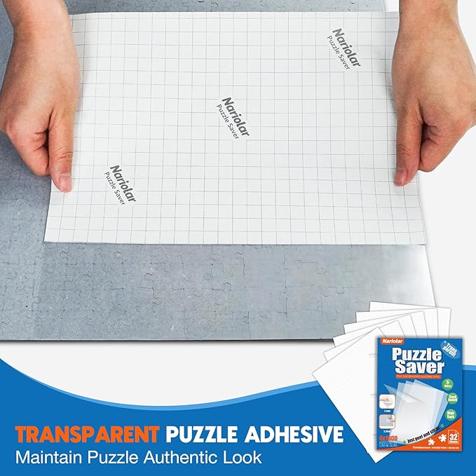Nariolar Ultra-Adhesion Transparent Puzzle Glue Sheets, 32 Puzzle Saver Sheets - Image 2