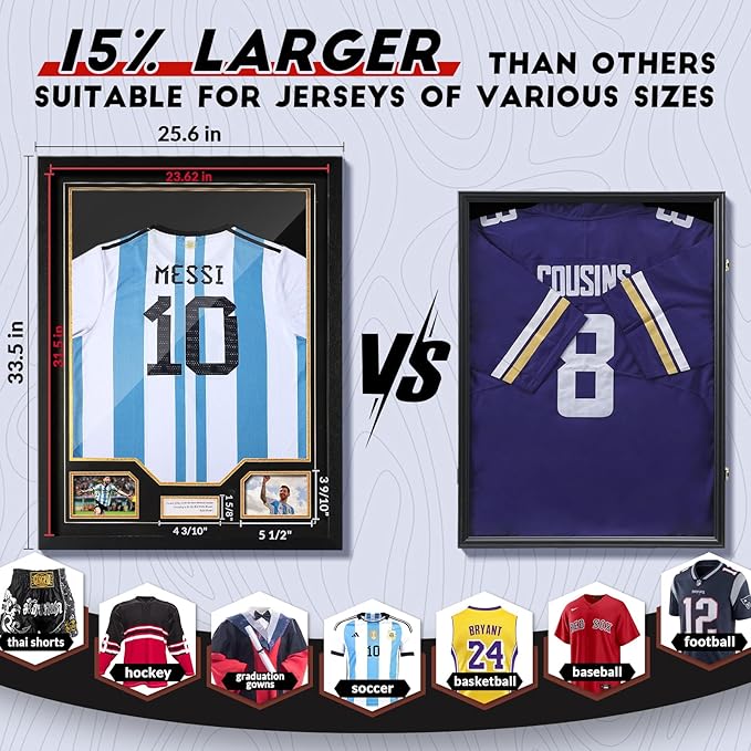 JupDec Jersey Frame Display Case, Large Clear Acrylic Shadow Box - Image 4