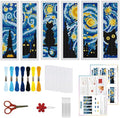 ORIGACH 6 Set Starry Night and Black Cat Cross Stitch Bookmark Kit by ORIGACH