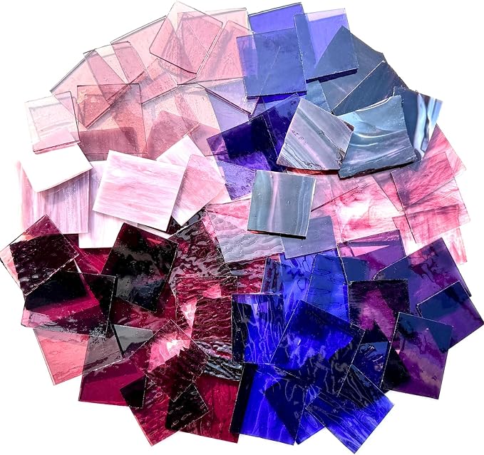 ILLUCKAI 2.2lb Purple Stained Glass Scraps, Irregular Stained Glass Sheets - Image 3