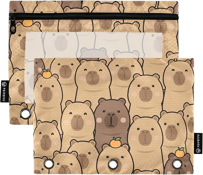 Cute Capybara Orange Pencil Pouch by BOENLE-WELCOMEYOURCOMING