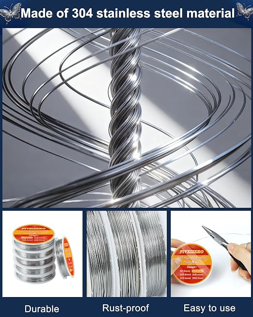FIVEIZERO Stainless Steel Wire for Jewelry Making, Include 18/20/22/24/26/28 - Image 3