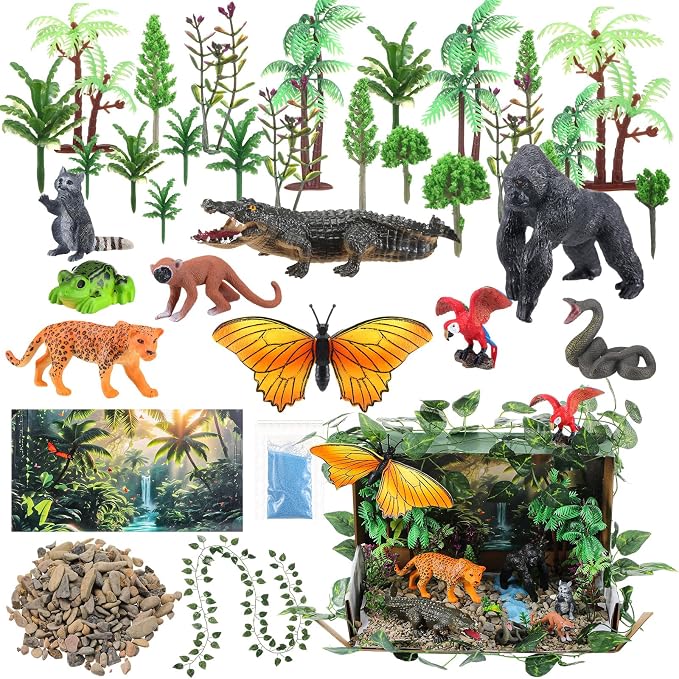 Teyva Daily 48 Pcs Rainforest Diorama Kit Habitat Project Box Set Rain Forest by Unknown