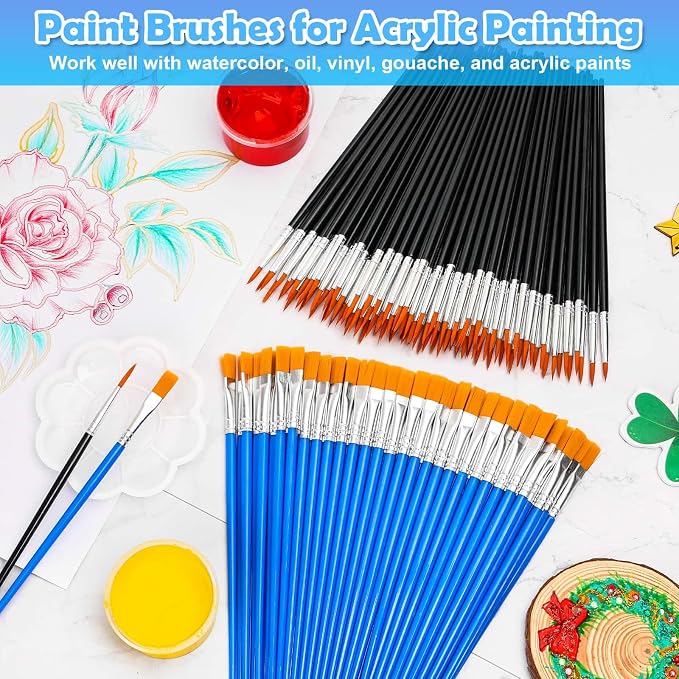 200 Pcs Small Paint Brushes Bulk, Anezus Detail Paint Brushes Fine Brushes - Image 3