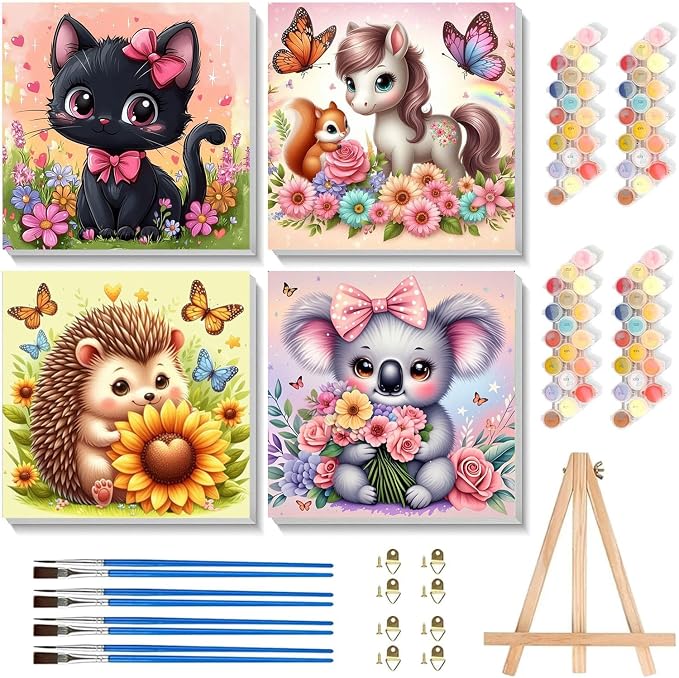 4 Pack Paint by Numbers Kit for Kids by cviokrdu