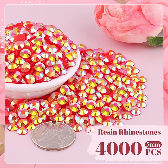 4000PCS 5mm Resin Jelly Rhinestones in Bulk, Bedazzling Flatback Crystals - Image 2