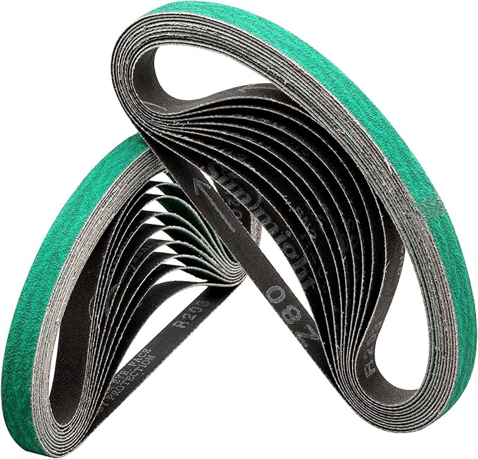 1/2 Inch x 18 Inch Sanding Belts for File Sander, 20-Pack 80 Grit Zirconia Sanding Belts for 1/2" x 18" Belt Sander