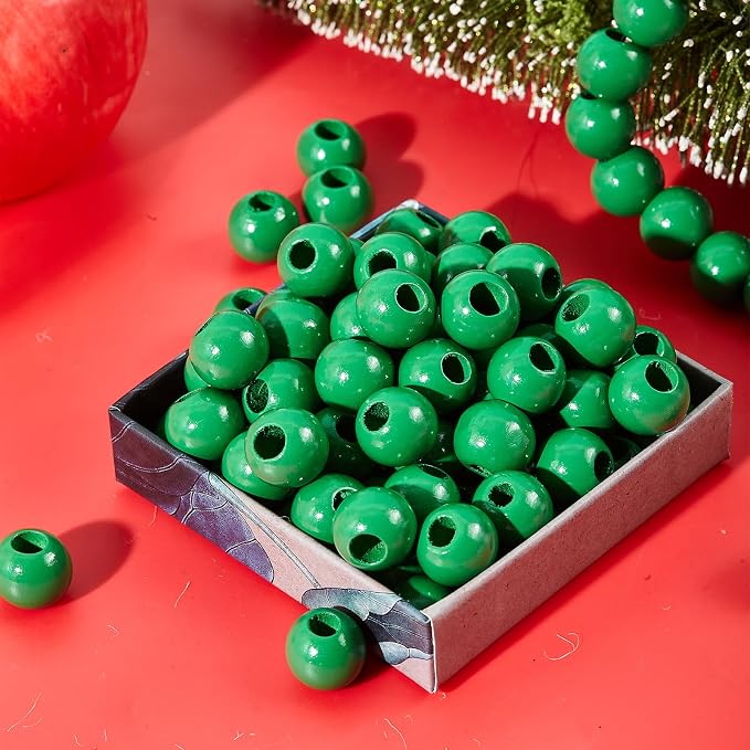 240PCS Green Wooden Beads 16mm - Image 4