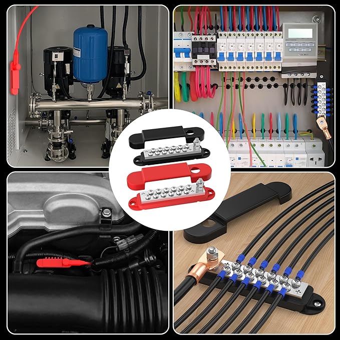 Power Distribution Block 12V 150A 1/4" Stud Marine Bus Bar 12 Volt DC Battery Busbar for Boat Automotive Solar Wiring