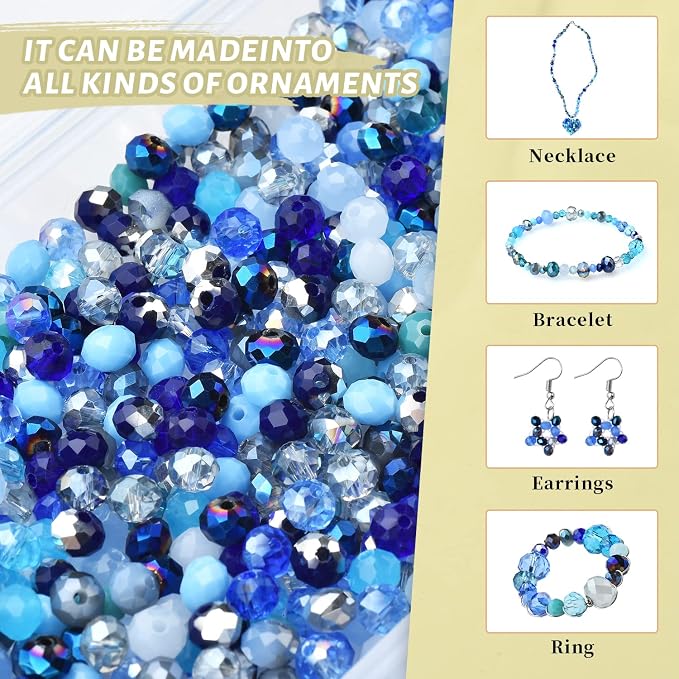 4/6/8mm Crystal Glass Beads, 3 Sizes Total 1000pcs Faceted Briolette Rondelle - Image 4