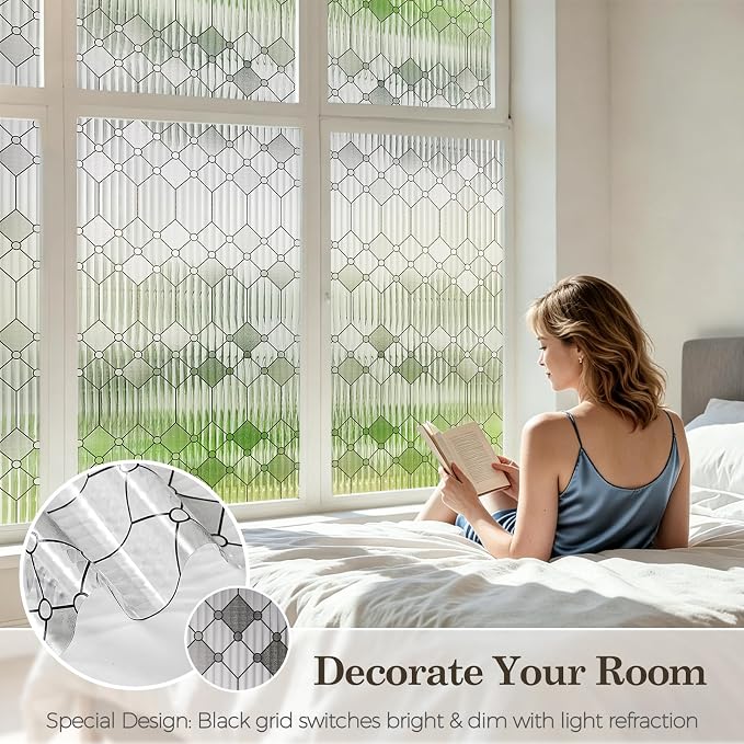 SUNBABY Reeded Glass Window Privacy Film, Decorative Frosted Glass Window Film - Image 3