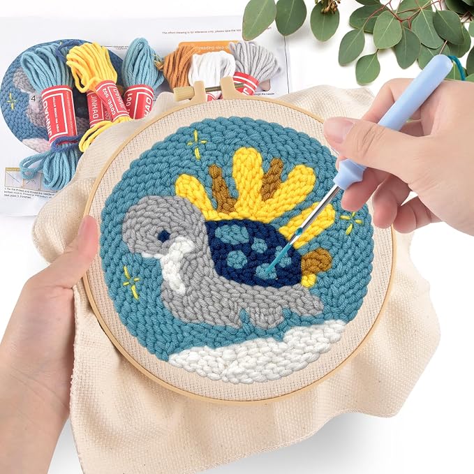 ERKOON Punch Needle Kit Adults Beginners, DIY Easy Sea Animals Embroidery Set - Image 5