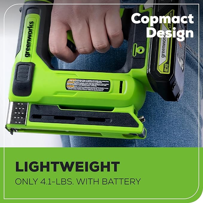 Greenworks 24V 3/8" 18 GA Crown Stapler, Cordless Narrow Nail Stapler, Tool only