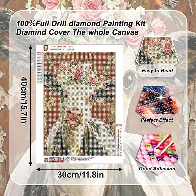 VeGuude Diamond Art Kits for Adults, Full Drill Highland Cow Diamond Art Kits - Image 3