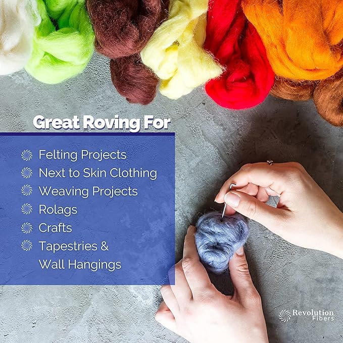 Revolution Fibers Merino Wool Roving | Premium Combed Wool Top | 22 Micron - Image 3