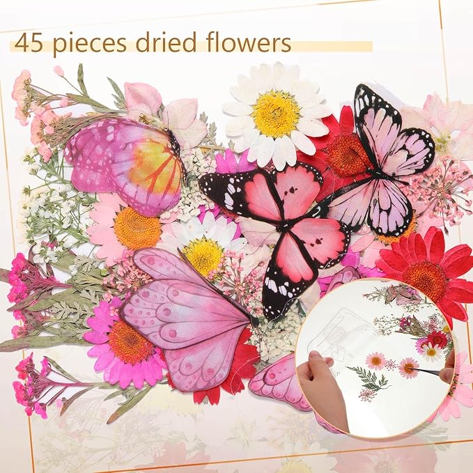 TaoBary 91 Pcs DIY Handmade Transparent Dried Flower Bookmark Set Include - Image 5