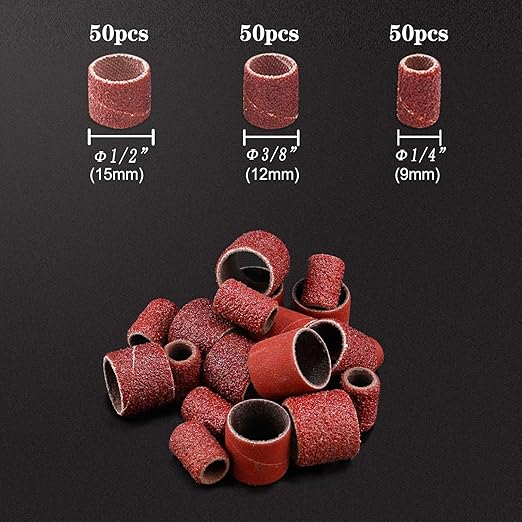 165pcs Rotary Tool Sanding Drums 80 grit,Sanding Drum Sander Bits Bands for Dremel Drill Accessories