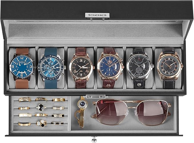 SONGMICS Watch Box, 6-Slot Watch Case Organizer by Unknown