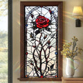 Gothic Rose Stained Glass Window Film 17.71x39.97 Inch Red Flower Static Cling by Unknown