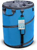 BIRDROCK HOME Collapsible Lawn and Leaf Waste Bag with Lid - 30 Gallon - Heavy Duty Reusable Camping Trash Can - Hardshell Bottom for Yard Debris, Garage Storage - Portable Garden Bin - Blue