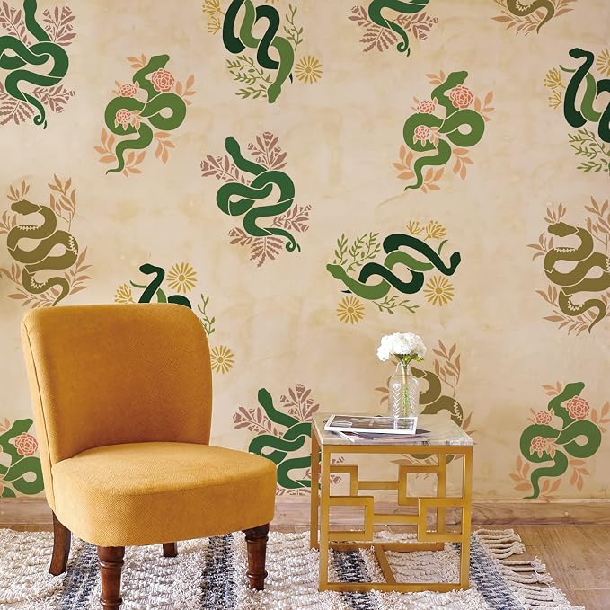 INFUNLY 4pcs Snake Flower Wall Stencils - Image 5