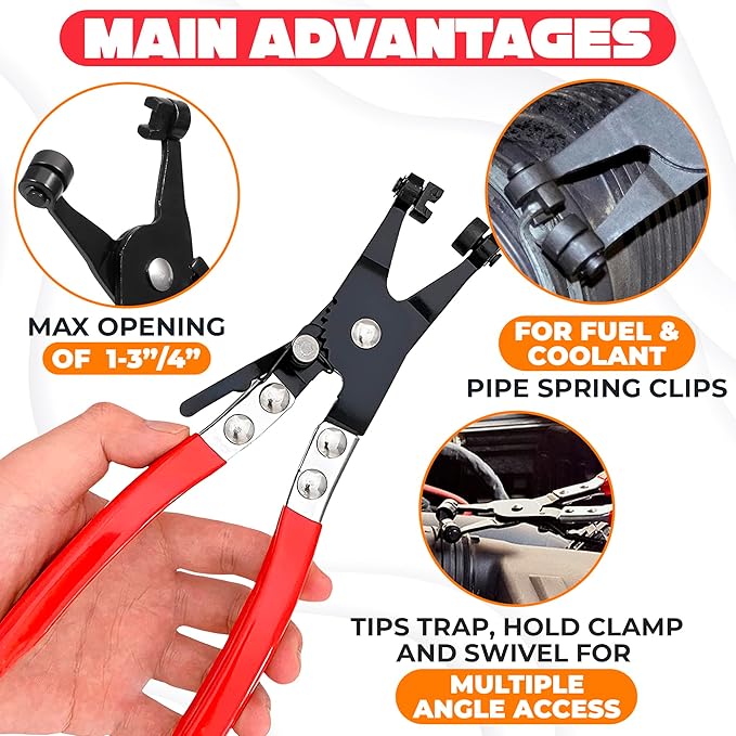 Radiator Hose Clamp Pliers Automotive - Hose Pliers Automotive Clip Removal Tool with Locking Mechanism - Carbon Steel Spring Clamp Tool for Car Repair, Plumbing and Removal of Clamps