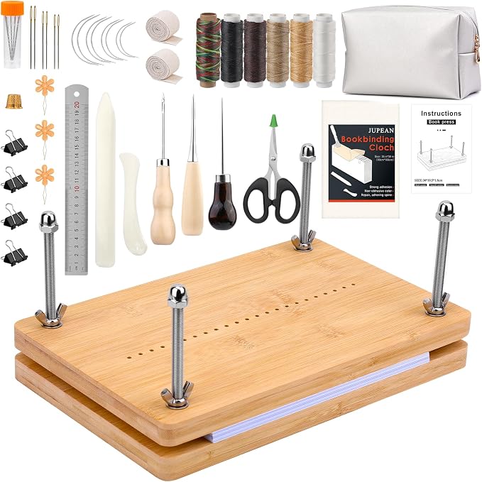 JUPEAN Bookbinding Kit, Book Making Kit, Bookbinding Punching Guide Set by Jupean