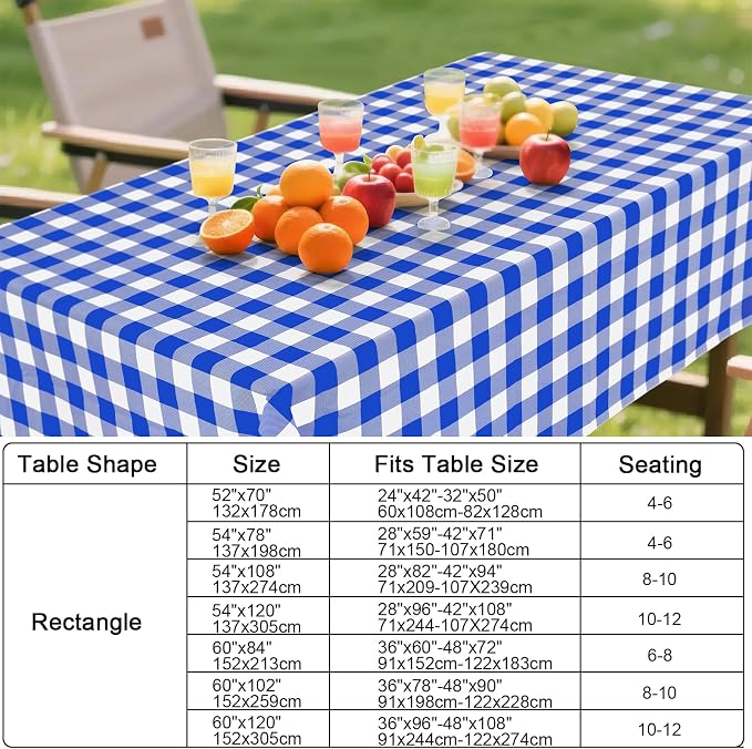 Smiry Rectangle Table Cloth, Waterproof Vinyl Tablecloth - Image 7