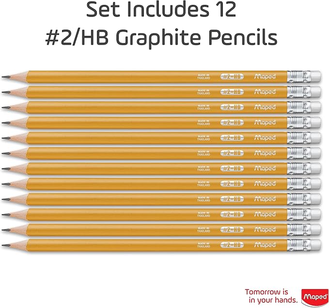 Maped - Essentials Yellow Triangular Graphite #2 Pencils - 12-Pack - Schoolwork - Image 3