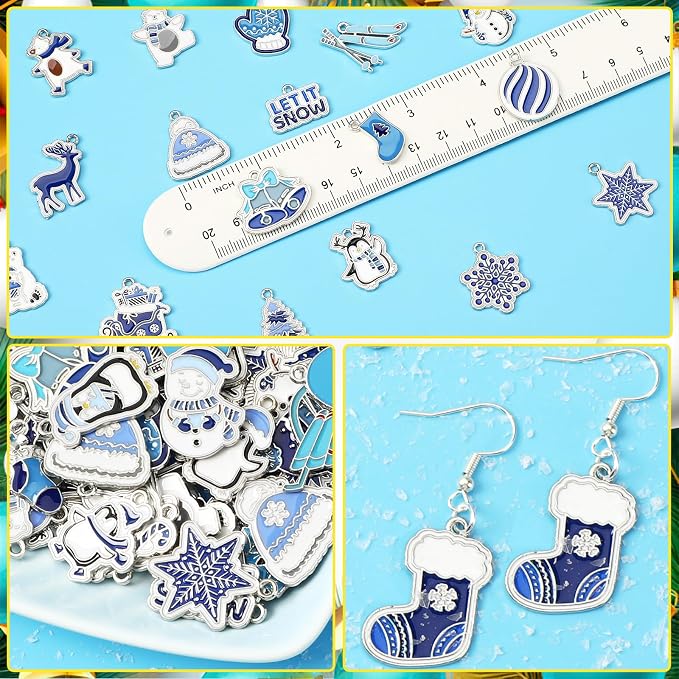 SANNIX 110Pcs/55 Pairs Christmas Winter Charms, Winter Charms - Image 2