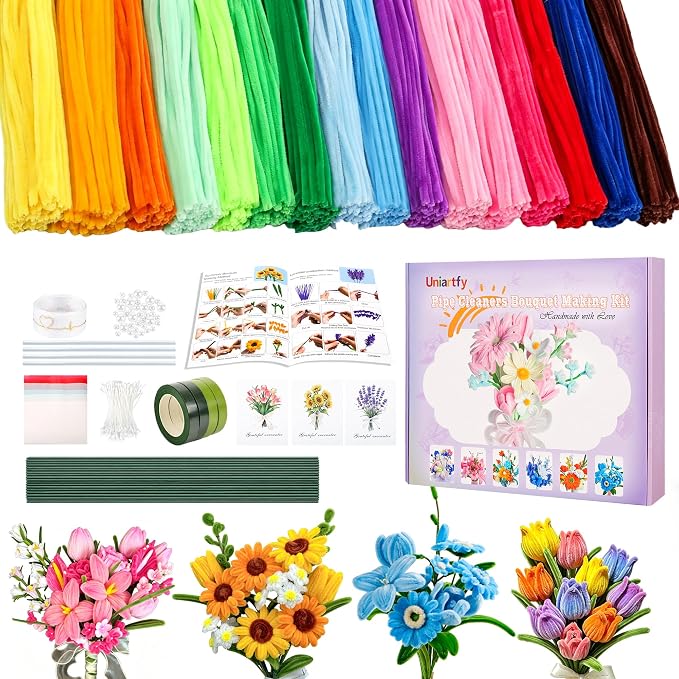 800 Pcs Pipe Cleaner Flower kit by Uniartfy