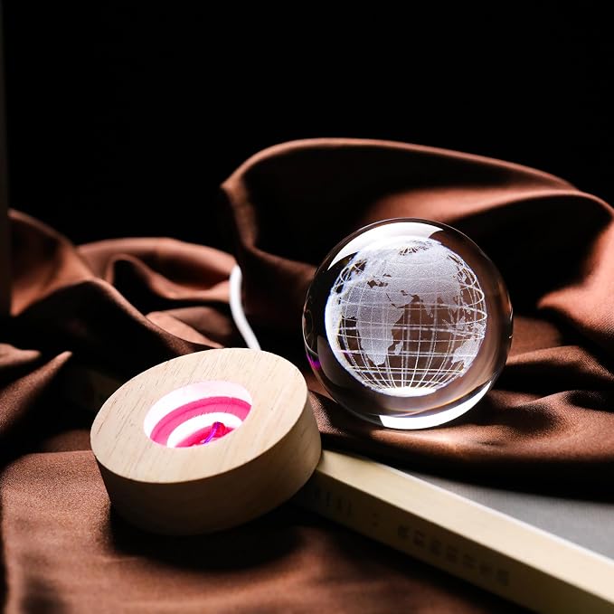 3D Globe Crystal Ball with LED Colorful Lighting Touch Base, Earth Decor - Image 4