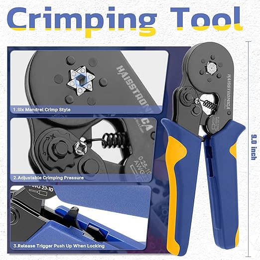 haisstronica Ferrule Crimping Tool Kit Black Wire Ferrules Crimper with 1200PCS Ferrule AWG 23-10 Wire End Ferrule Terminals