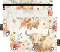 Cute Highland Cows Flowers Pencil Pouch by BOENLE-WELCOMEYOURCOMING