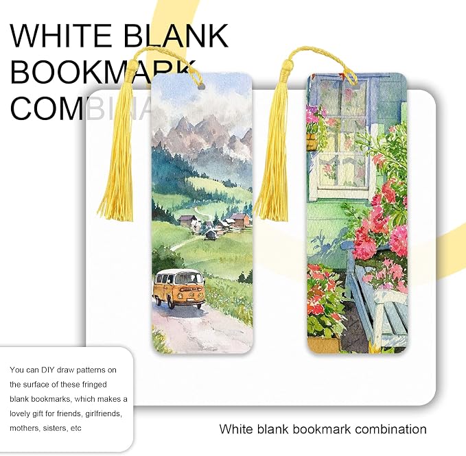 Bercoor 240 PCS White Blank Paper Bookmarks Decorate - Image 4