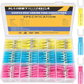 haisstronica 200PCS Heat Shrink Fork Spade Connectors #10 Waterproof Marine Grade Fork Terminal Connectors U-Type Blue 16-14 Gauge