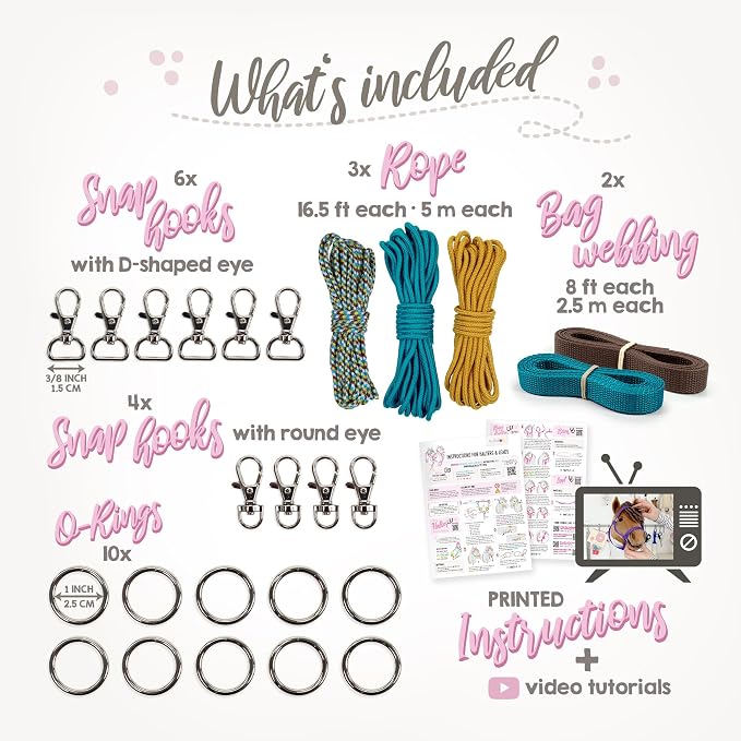 kullaloo DIY Hobby Horse Halter Kit Make Stick Horse Head Collars, Rope Halters - Image 4