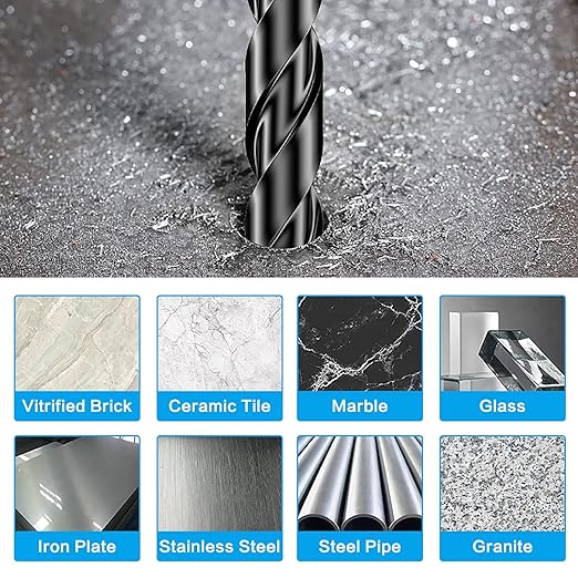 10 Piece Masonry Drill Bits for Tile Glass Ceramic Wall Brick Stone Soft-Metal Wood, Concrete Drill Bit Set,Carbide Tungsten Steel Alloy