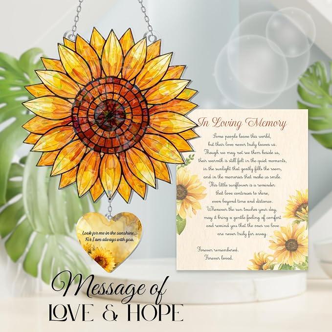 Sunflower Suncatcher Ornament – Acrylic Sunflower Window Hanging Decoration - Image 3
