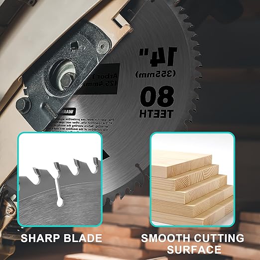10-Inch Table Saw Blade 80 T, 5/8 Inch Arbor Circular Saw Blades, Carbide Tipped Teeth Miter Saw Blade for Cutting Wood, 1 Pack