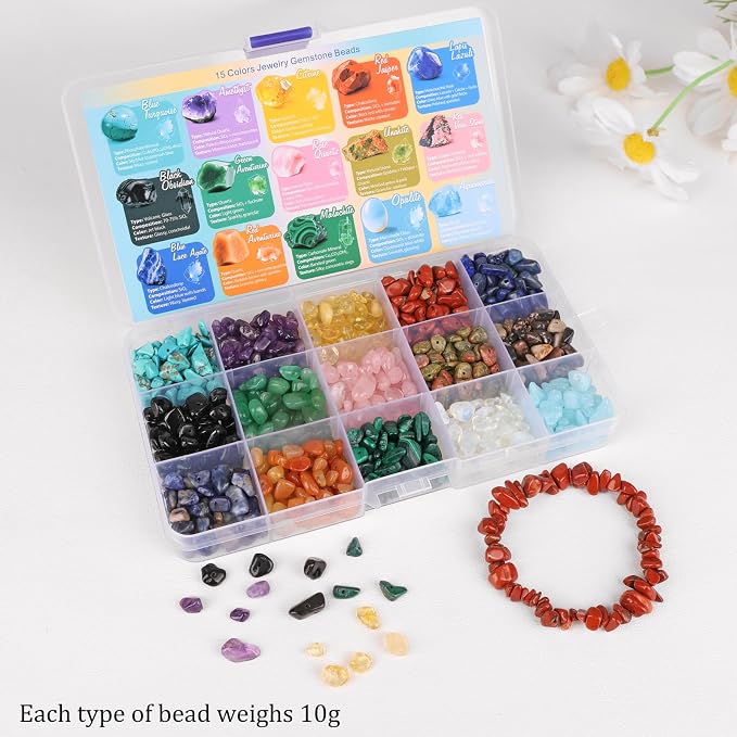 Crystal Chips Beads for Jewelry Making, 15 Colors Natural Gemstone Beads Making - Image 4