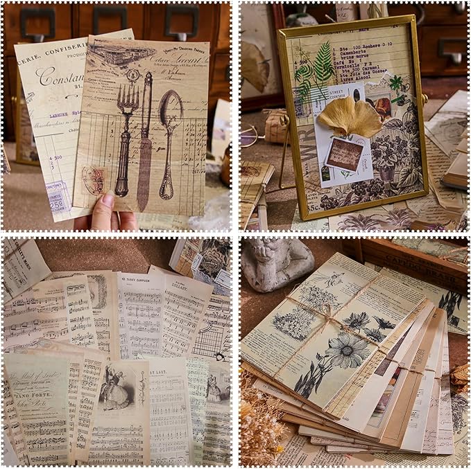 120Pcs Vintage Scrapbook Paper Kit by Unknown