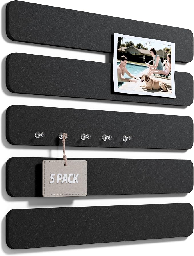 Fluxynara Cork Board Alternative Felt Strip Board 5-Pack 13"x2", Office Pin by FLUXYNARA