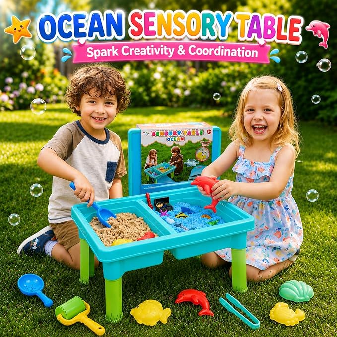 Carolart Ocean Sensory Table, Sand Table, Standing Sensory Bin | Activity Table - Image 4