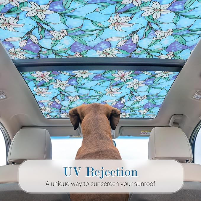 rabbitgoo Stained Glass Window Privacy Film, 23.6" X 118.1" | Anti UV Heat - Image 3