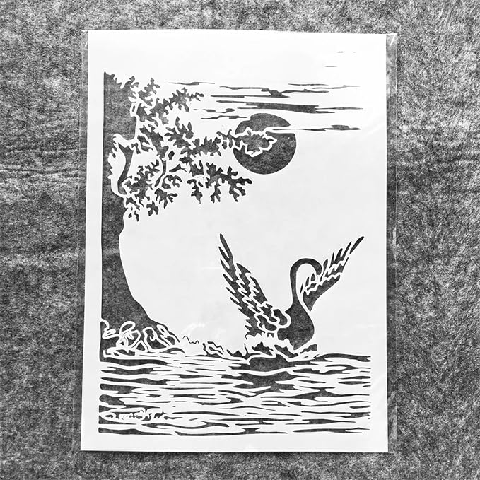 TIAMECH A4 Reusable Swan Lake Stencil - Image 5